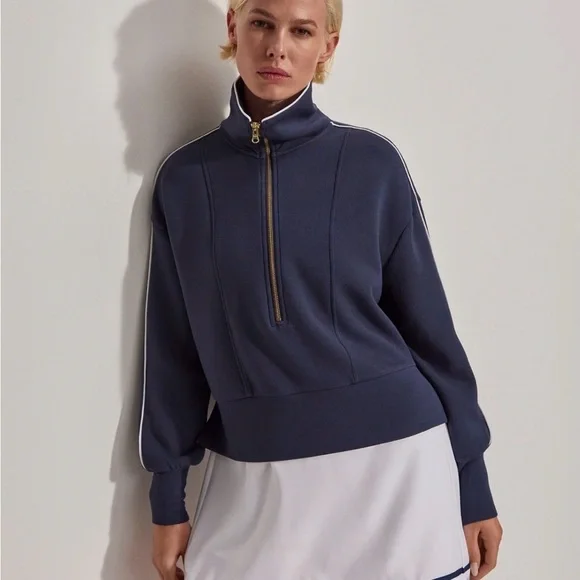 Varley Davenport Half-Zip Sweat Sz Lg navy blue - Picture 2 of 6